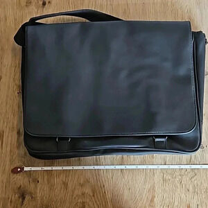 Yves Saint Laurent Parfums Black Vinyl Messenger Bag